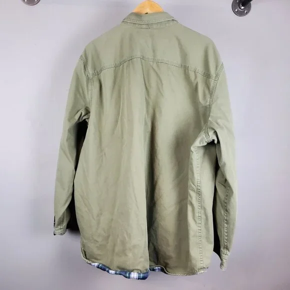 L.L. Bean Shacket Men's 2XL Green Flannel Lined Shirt Jacket Traditional Fit - Picture 2 of 8
